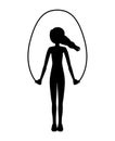 Silhouette woman jump rope up Royalty Free Stock Photo