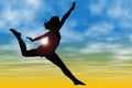 Silhouette Of Woman Jumping Against Sky Royalty Free Stock Photo