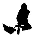 Silhouette of Woman with Laptop Royalty Free Stock Photo