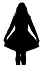 Silhouette of woman looking like a girl Royalty Free Stock Photo
