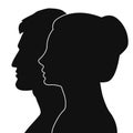 Profile of a woman with a silhouette of a man. Vector illustration. ÃÂ¡oncept of gender relations. Silhouette of face. Royalty Free Stock Photo