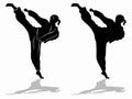 Silhouette of a woman martial athletes, vector drawing