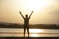 Silhouette of woman with open hand Royalty Free Stock Photo