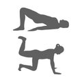 Silhouette of a woman performing fitness exercises for a buttocks. Concept of performing physical exercises by a girl and outdoor