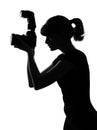 Silhouette woman photographer Royalty Free Stock Photo