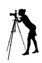 Silhouette of woman-photographer and tripod Royalty Free Stock Photo