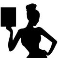 Silhouette woman with plate