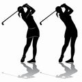 Silhouette of a woman playing golf, vector draw Royalty Free Stock Photo