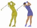 Silhouette of a woman playing golf, vector draw Royalty Free Stock Photo