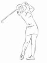 Silhouette of a woman playing golf, vector draw Royalty Free Stock Photo