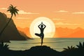 Silhouette woman practicing yoga at the sea Royalty Free Stock Photo