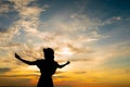 Silhouette woman, Practicing yoga Royalty Free Stock Photo