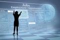 Silhouette Woman reading online job ads Royalty Free Stock Photo