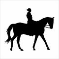 silhouette of a woman riding a horse, on a white background Royalty Free Stock Photo