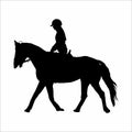 silhouette of a woman riding a horse, on a white background Royalty Free Stock Photo