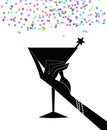 Silhouette of a Woman`s Hand Holding a Cocktail