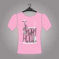 Silhouette of woman shirt from words shopaholic.Model t-shirts