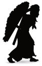 Silhouette of woman with Silleta for Festival of the Flowers, Vector illustration