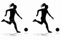 Silhouette of woman soccer player, vector draw Royalty Free Stock Photo
