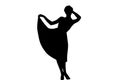 silhouette of woman standing black and white vector image Modern person portrait, beauty, female body line art. For use as a