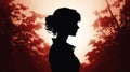 Mysterious Jennifer: A Vintage Elegance Silhouette Against A Red Background Royalty Free Stock Photo