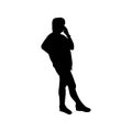 Silhouette of a woman talking on the phone isolated on a white background