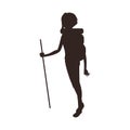 silhouette of a woman trekking. Vector illustration decorative design