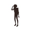 silhouette of a woman trekking. Vector illustration decorative design