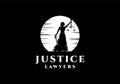 Silhouette woman, vrouwe justitia, lady justice logo design template inspiration