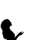 Silhouette of woman waiting for miracle closeup