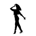 silhouette of a cowgirl sexy pose. Royalty Free Stock Photo