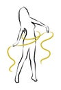 Silhouette woman with yellow metre Royalty Free Stock Photo