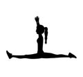 Silhouette with woman yoga splits