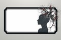 silhouette of a womans head with branches on it