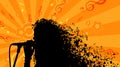 Silhouette of Womans head with Music Hair