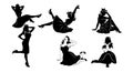 Silhouette women dancing and posing vector illustration in various styles and postures Royalty Free Stock Photo
