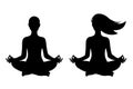 Silhouette of women doing YOGA Lotus pose isolated vector