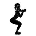 Silhouette - women exercise with dumbbell hand-drawn Illustration of gym