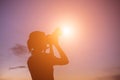 Women Nature photographer with digital camera