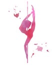Silhouette women pole dance bilmam pink Royalty Free Stock Photo