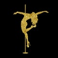 Silhouette women pole dance exotic gold glitter