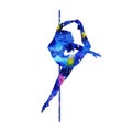 Silhouette women pole dance exotic with texture