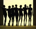 Silhouette of women with yellow background