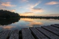 Silhouette Wooden bridge with the river in Chumphon,Thailand