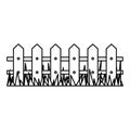 silhouette wooden fence and grass icon