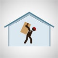 Silhouette worker carrying box storage Royalty Free Stock Photo