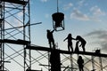 Silhouette of worker on Construction Building