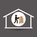 Silhouette worker trolley box storage Royalty Free Stock Photo