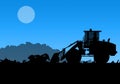 Silhouette of working bulldozer on background Royalty Free Stock Photo