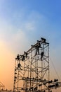 Silhouette of workmen at Twilight